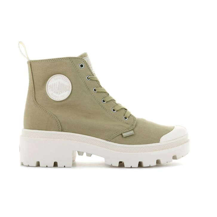 Dámské Boty Palladium Pallabase Twill Olivy Zelené | CZ HIJ-27C
